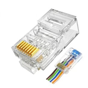 Pass Through stik RJ45, Combi Stiv/Bld/Rund, CAT6A UTP - 100 stk.