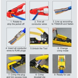 Crimp Tang med Udveksling til Pass Through stik, RJ45 Crimping tool