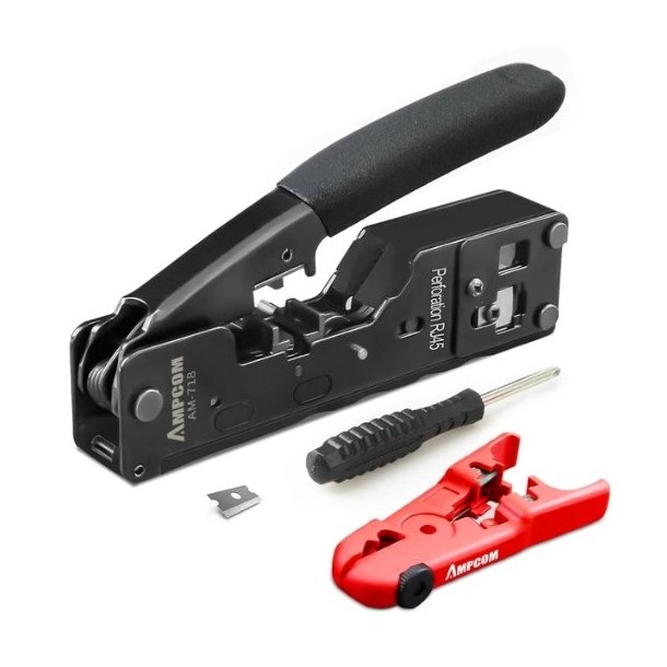 Crimp Tool with Exchange for til Pass Through connectors , RJ45 Crimping tool