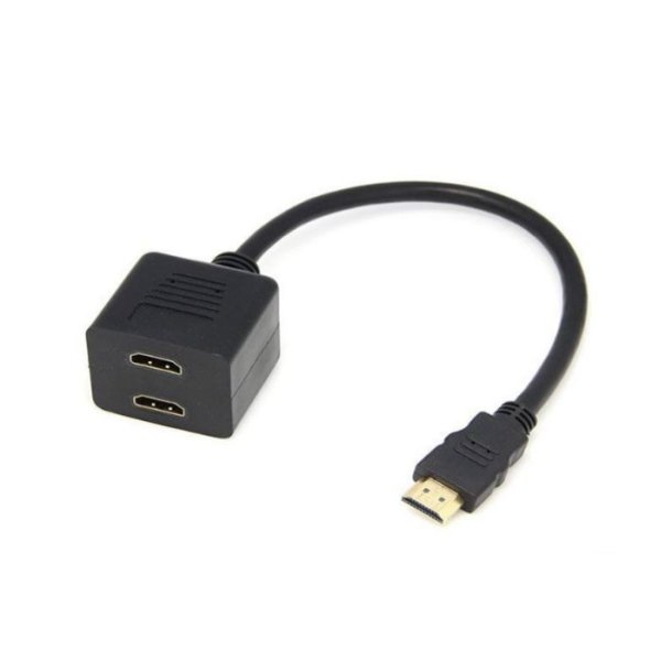 HDMI han to 2x HDMI hun splitter