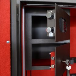 Vbenskab til 6 vben med hrdet glas - Brun