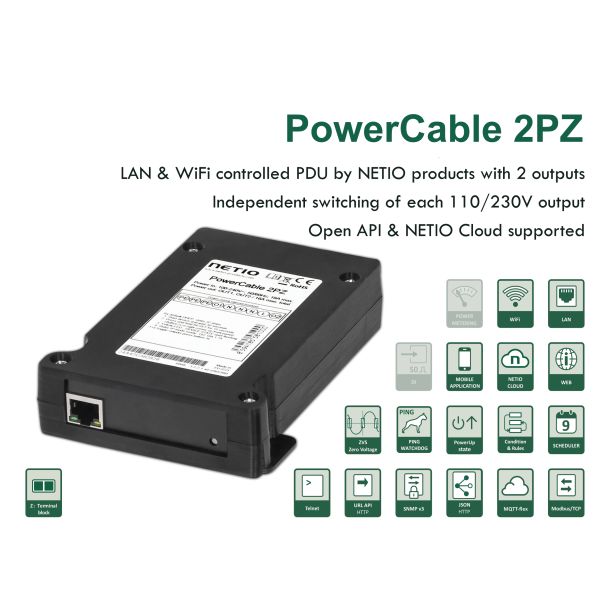 PowerCable 2PZ, 2x 230V / 16A, LAN, WiFi