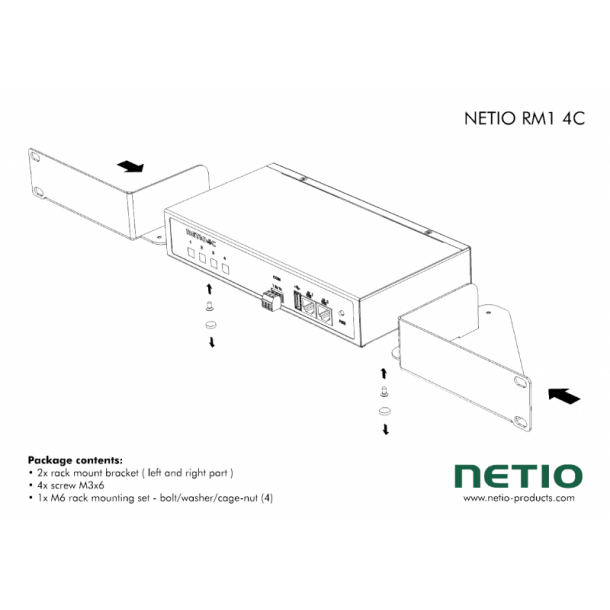 19 vinkelbeslag til en Netio 4C