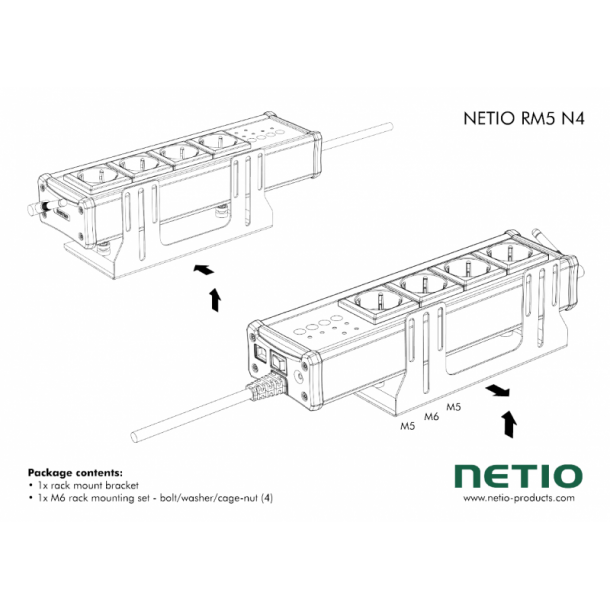 Vinkelkonsol til vertikal montering af Netio 4 eller 4 ALL i 19 rack