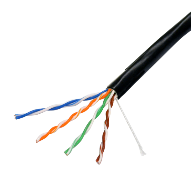 UTP Kabel Cat.6, 305m, Sort, Diameter 5,5mm, Udendrs, UV bestandig