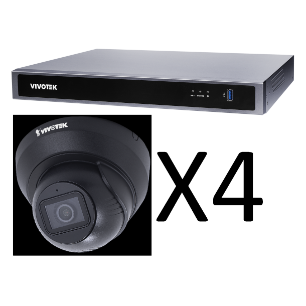 Vivotek Outdoor NVR Kit, ND9326P, 8 ch Incl. PoE and 4x IT9389-H-V2 5MP, 2,8mm, AI, Black
