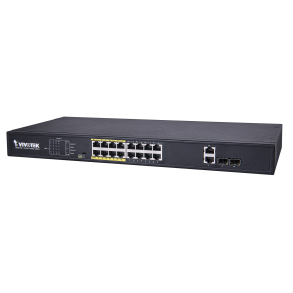 Vivotek 16 Port PoE Switch, 16x FE PoE, 2x GE Combo Switch, 250W.