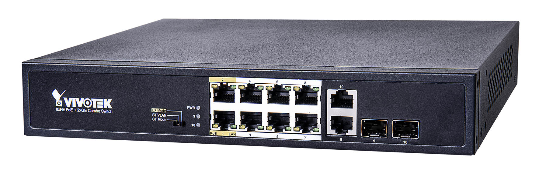 Vivotek 8 Port PoE Switch, 8x FE PoE, 2xGE UTP 2xGE SFP