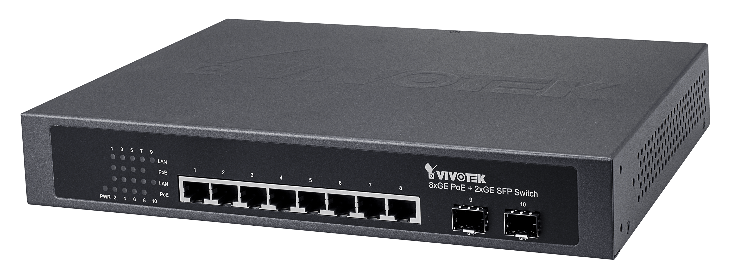 Vivotek 8 Port Power PoE Switch, 8x GE PoE, 2x GE SFP 120W