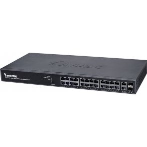 Vivotek L2 VivoCam Managed 24 Gigabit PoE Switch, 24x GE PoE, 2x GE SFP Switch, 370W.