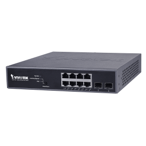 Vivotek L2 VivoCam Managed 8 Gigabit PoE Switch, 8x GE PoE, 2x GE SFP Switch, 130W.